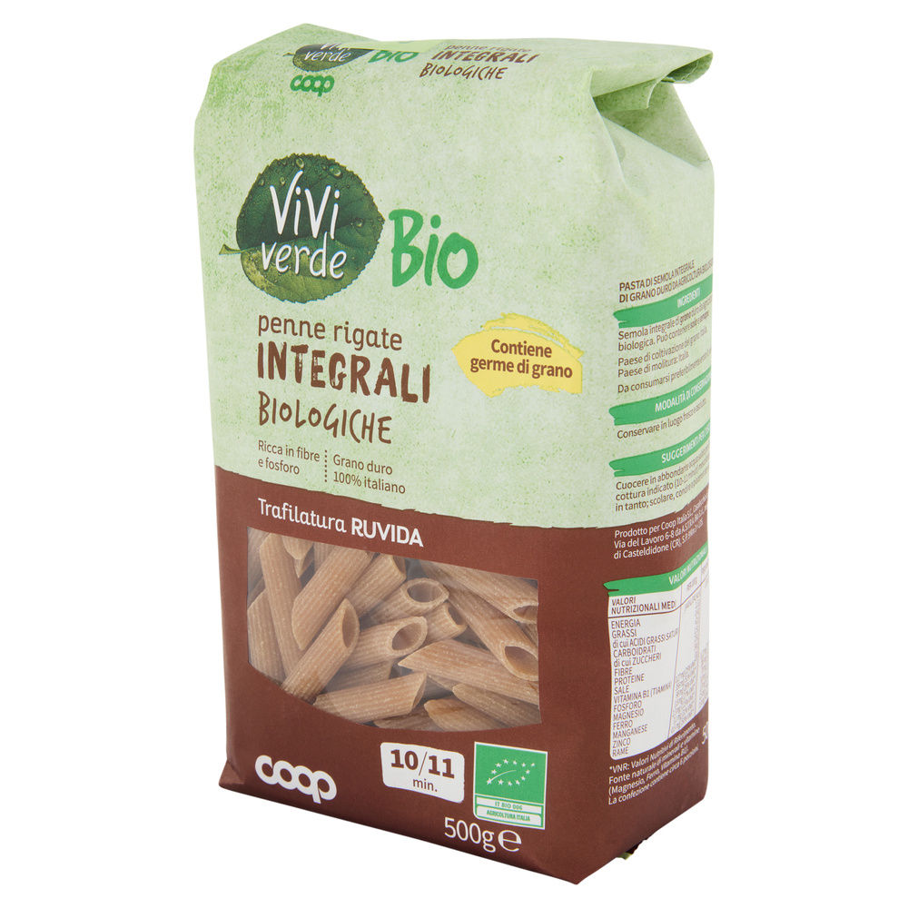 PASTA DI SEMOLA PENNE RIGATE INTEGRALI VIVIVERDE COOP G500 - 2