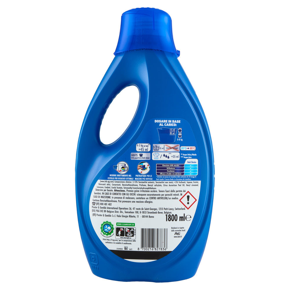 DETERSIVO LAVATRICE LIQUIDO DASH REGOLARE 40LAV L 1,8 - 4