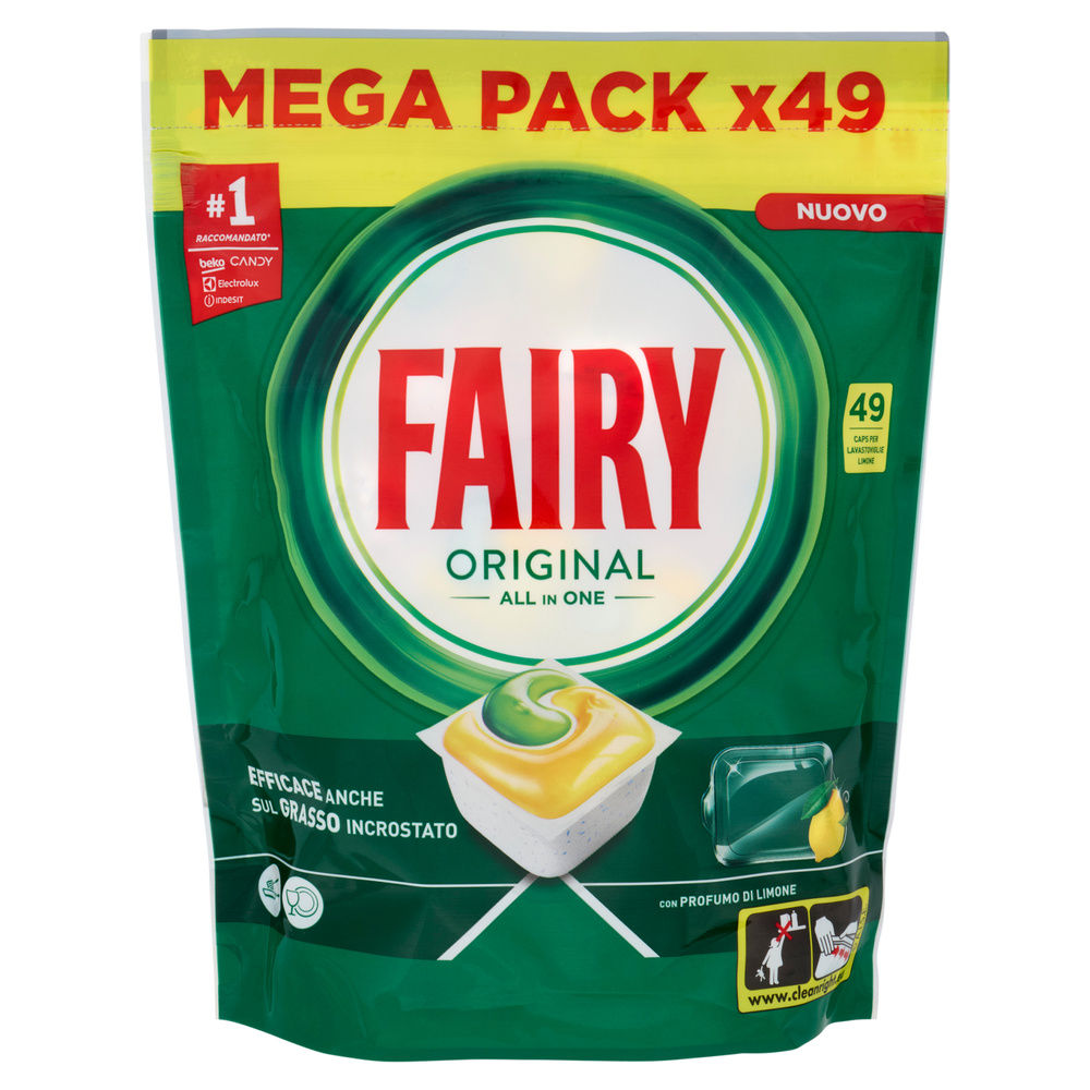 DETERSIVO LAVASTOVIGLIE FAIRY ORIGINAL ALL IN ONE PROFUMO LIMONE 49CAPS G 662 - 0