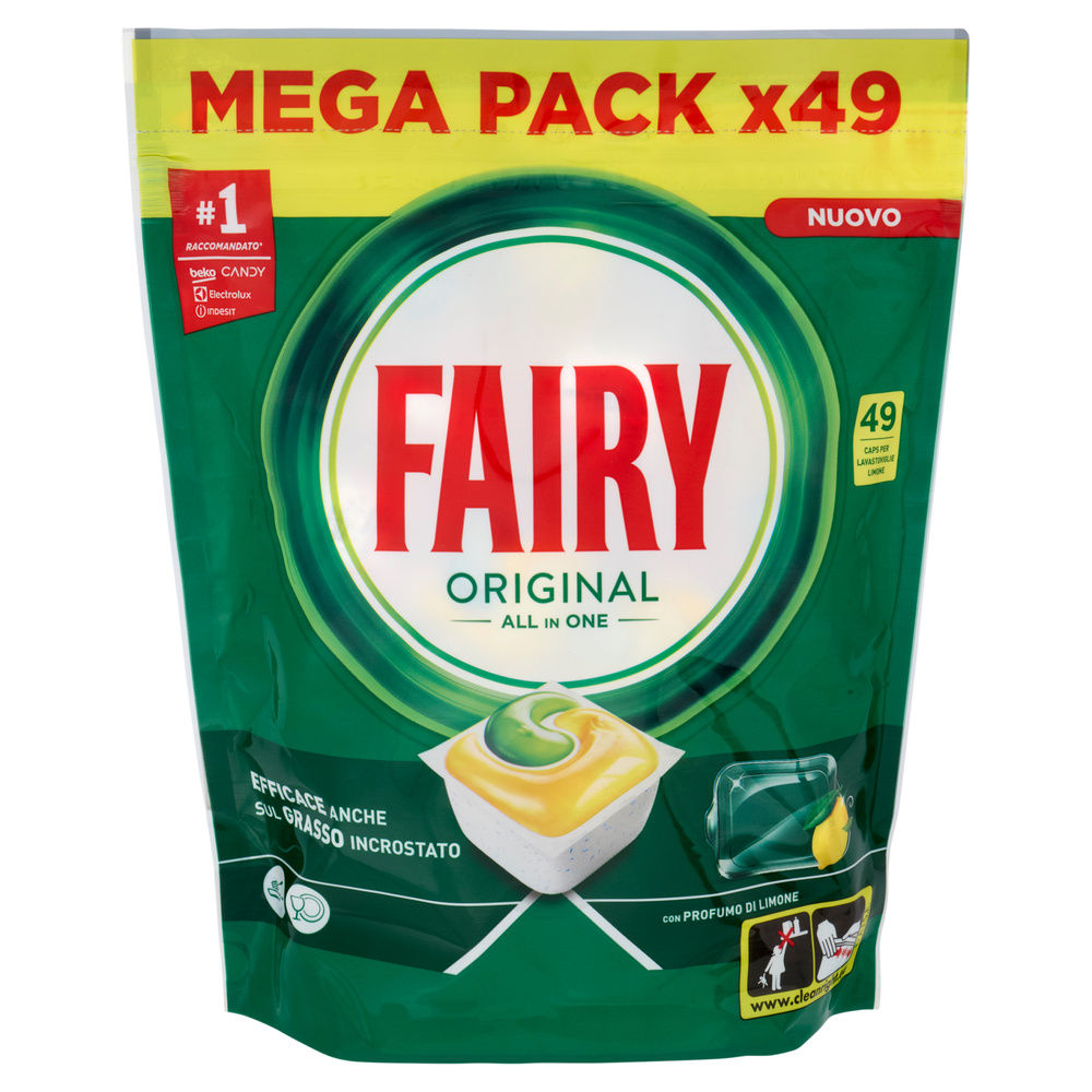 DETERSIVO LAVASTOVIGLIE FAIRY ORIGINAL ALL IN ONE PROFUMO LIMONE 49CAPS G 662 - 1