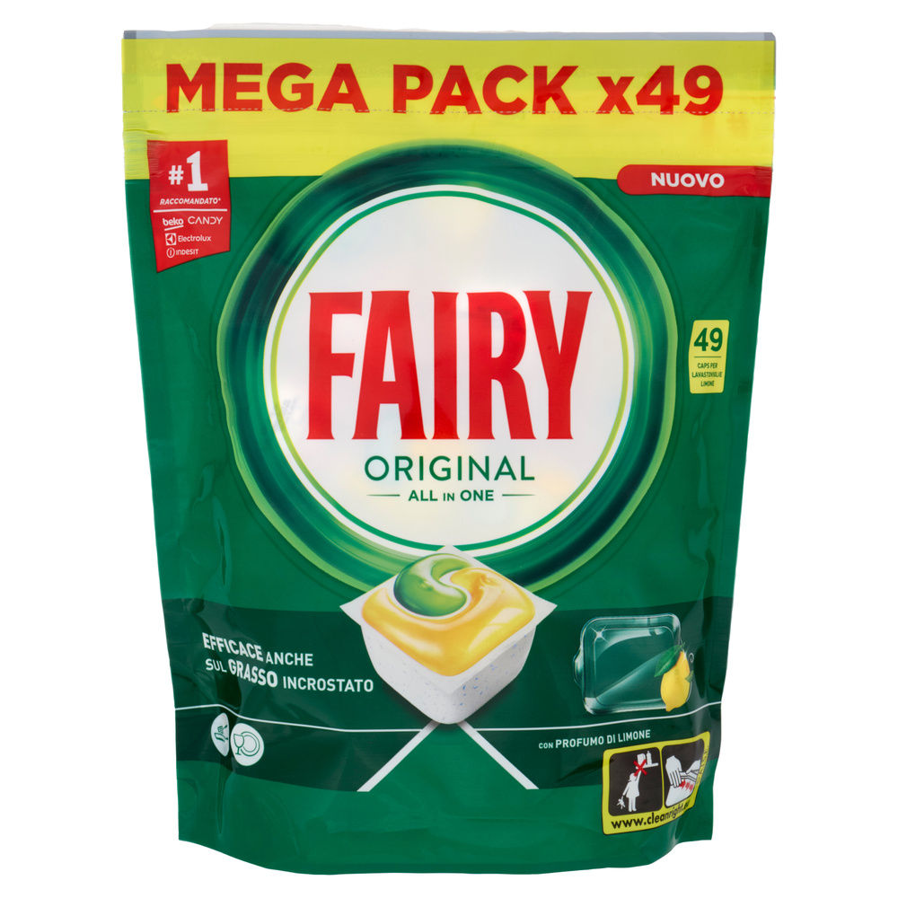 DETERSIVO LAVASTOVIGLIE FAIRY ORIGINAL ALL IN ONE PROFUMO LIMONE 49CAPS G 662 - 2