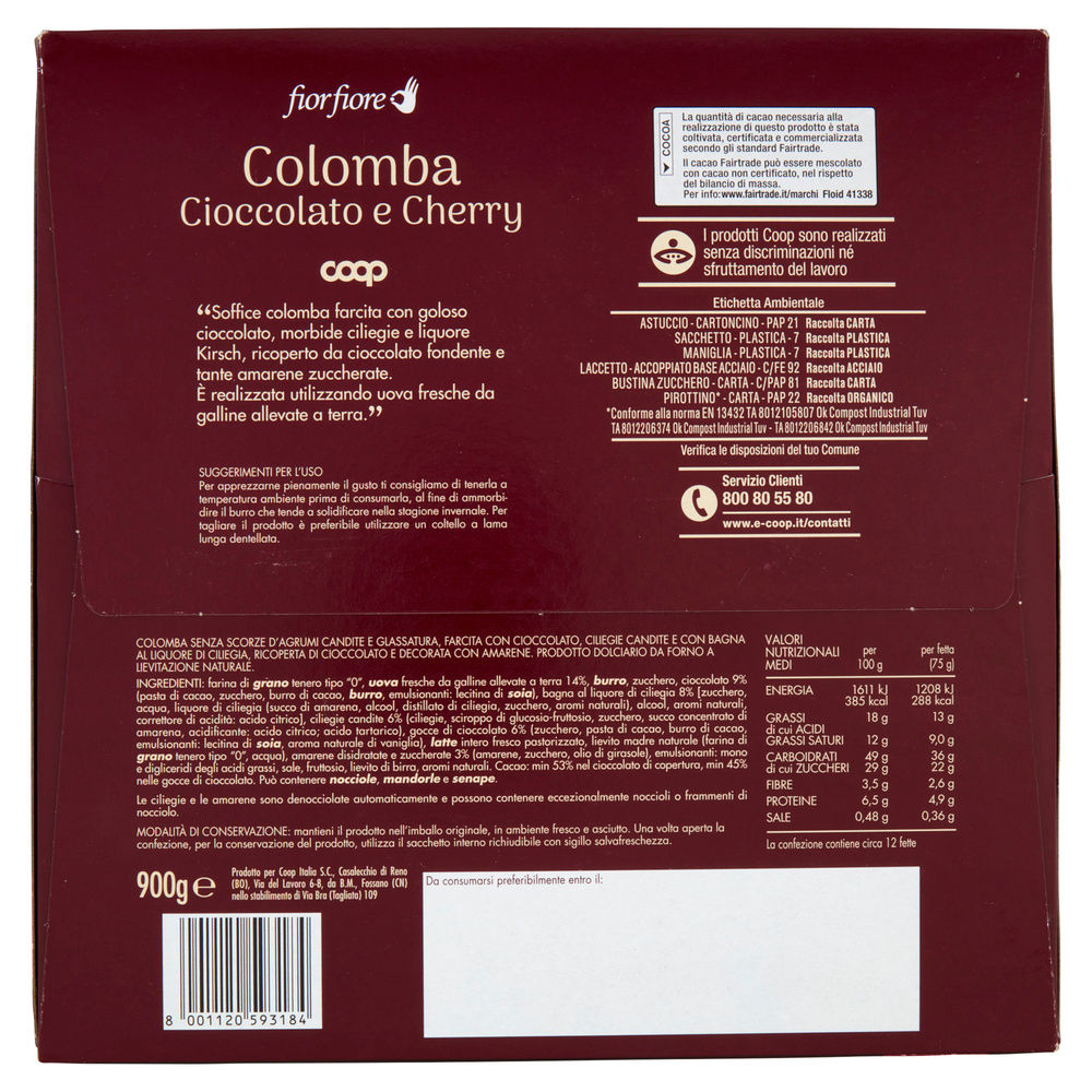 COLOMBA CIOCCOLATO E CHERRY FIOR FIORE COOP G 900 - 9