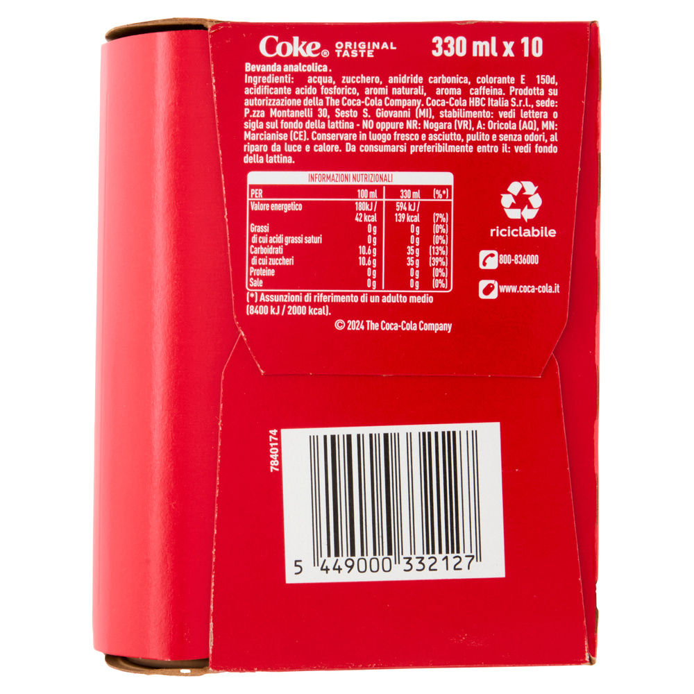 COCA COLA CLUSTER LATTINA ML 330 X 10 - 3