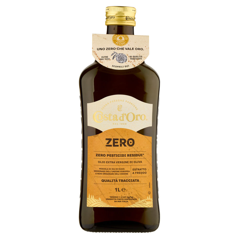 OLIO EXTRAVERGINE DI OLIVA ZERO PESTICIDI RESIDUI COSTA D'ORO ZERO L1 - 0