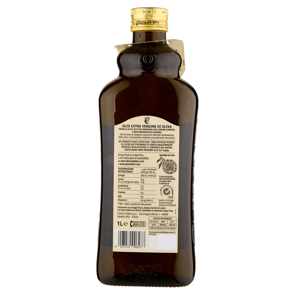 OLIO EXTRAVERGINE DI OLIVA ZERO PESTICIDI RESIDUI COSTA D'ORO ZERO L1 - 7