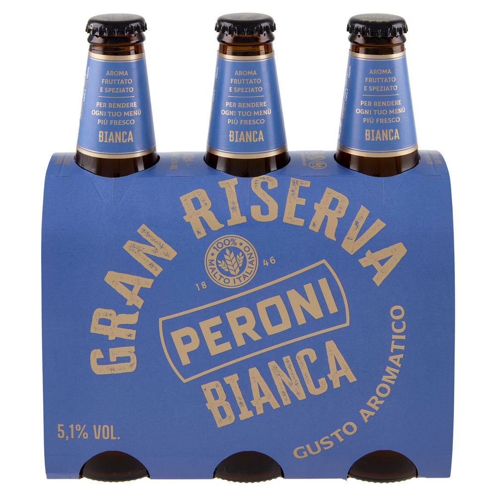 BIRRA PERONI GRAN RISERVA BIANCA 5,1 GRADI BOTTIGLIA CLUSTER ML 330 X 3 - 7