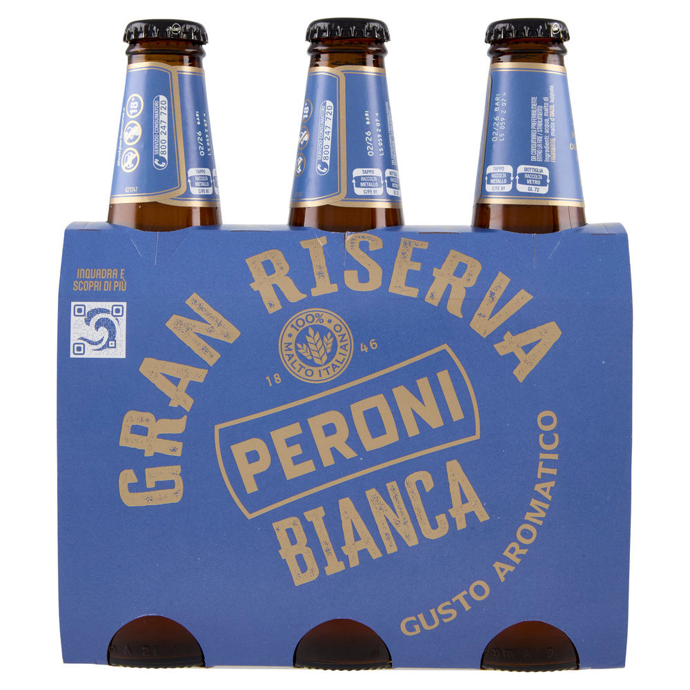 BIRRA PERONI GRAN RISERVA BIANCA 5,1 GRADI BOTTIGLIA CLUSTER ML 330 X 3 - 4