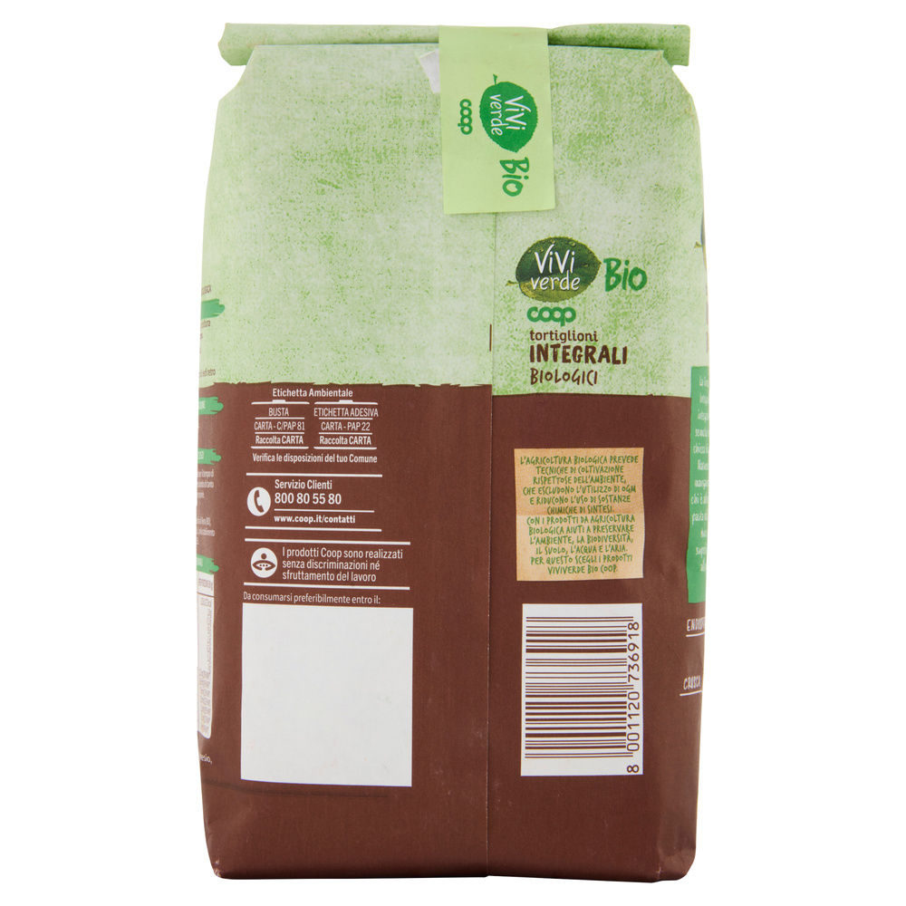 PASTA DI SEMOLA TORTIGLIONI INTEGRALI VIVIVERDE COOP G500 - 5