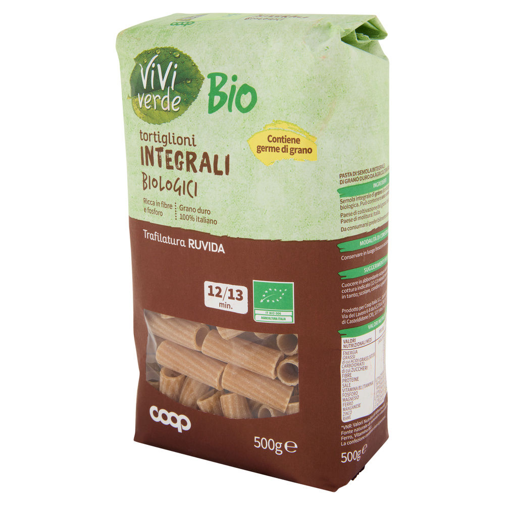 PASTA DI SEMOLA TORTIGLIONI INTEGRALI VIVIVERDE COOP G500 - 1