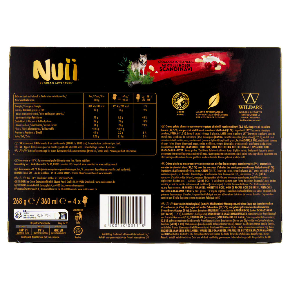 NUII CIOCCOLATO BIANCO E MIRTILLI ROSSI SCANDINAVI X4 G 268 - 4