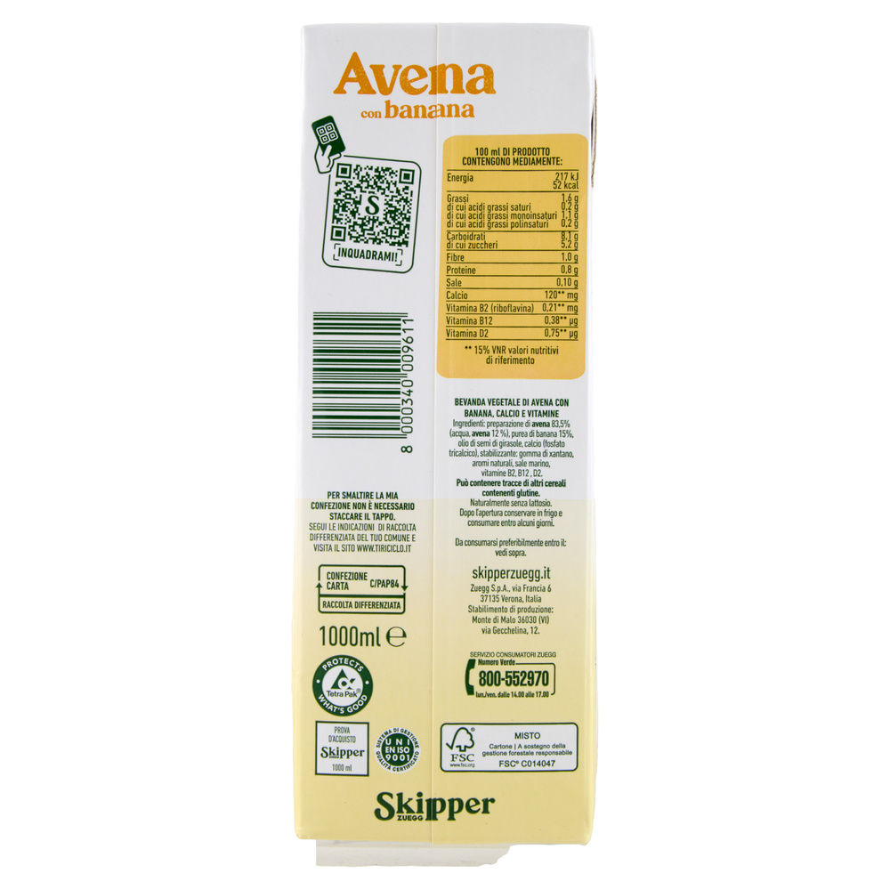 BEVANDA VEGETALE AVENA CON BANANA SKIPPER BRICK L 1 - 4