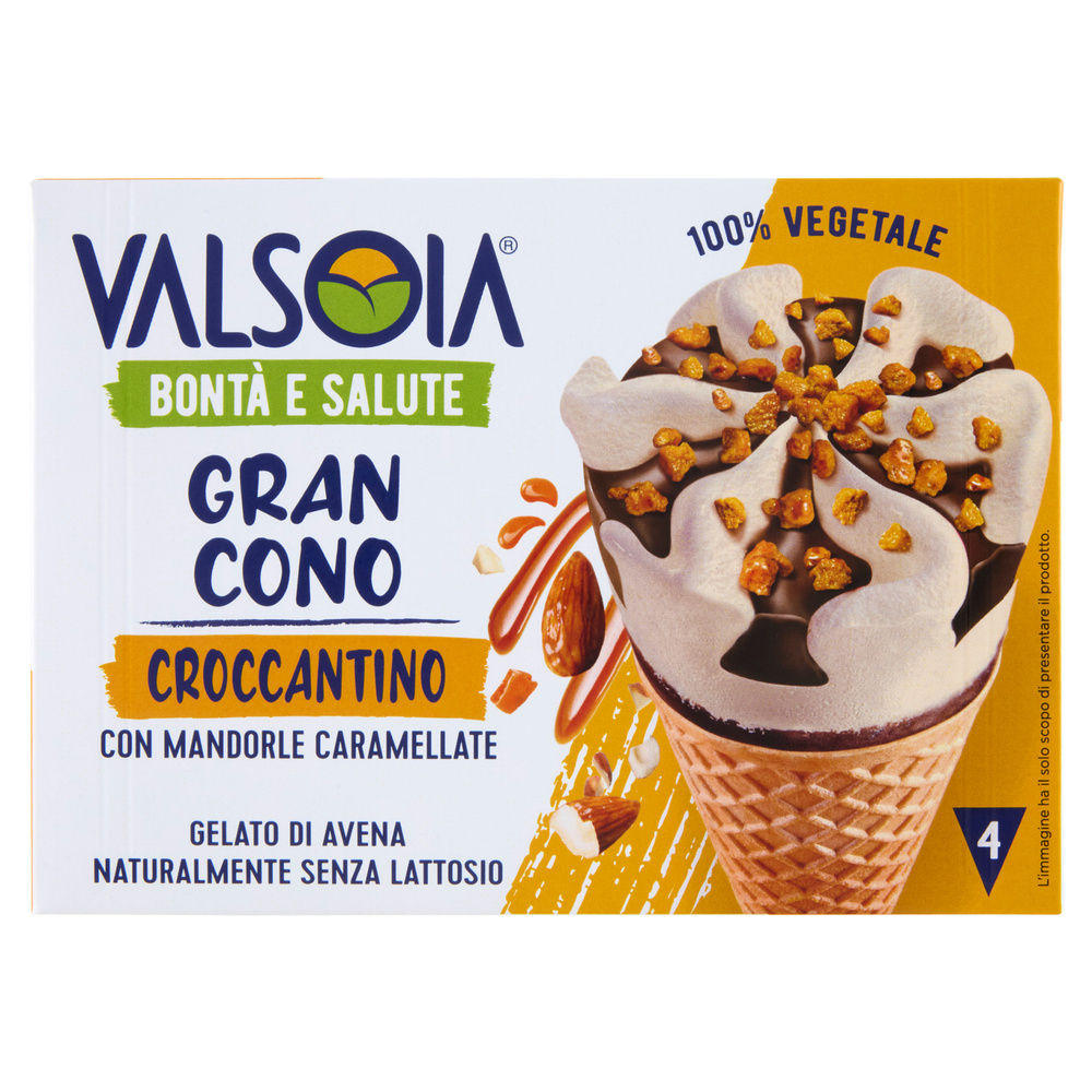 GELATO 100% VEGETALE GRAN CONO CROCCANTINO X4 VALSOIA G 300 - 0