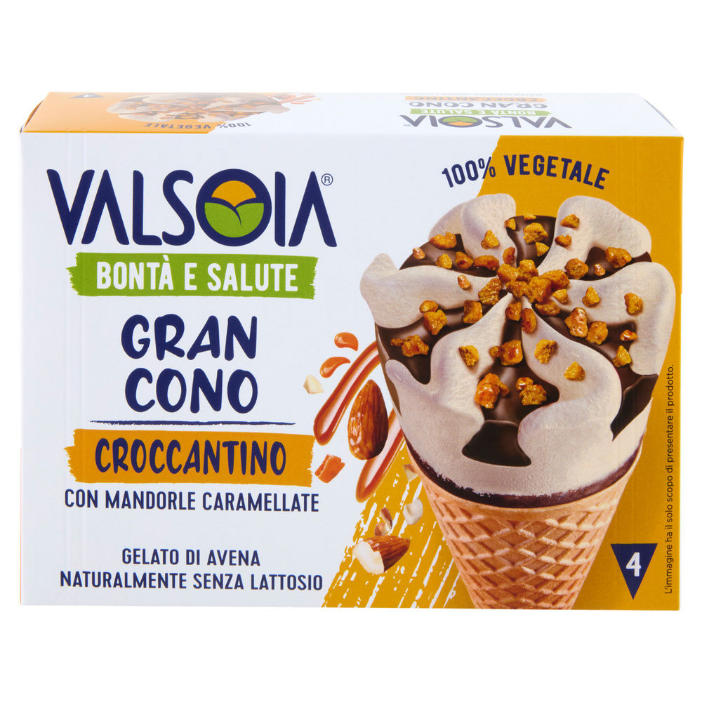 GELATO 100% VEGETALE GRAN CONO CROCCANTINO X4 VALSOIA G 300 - 1