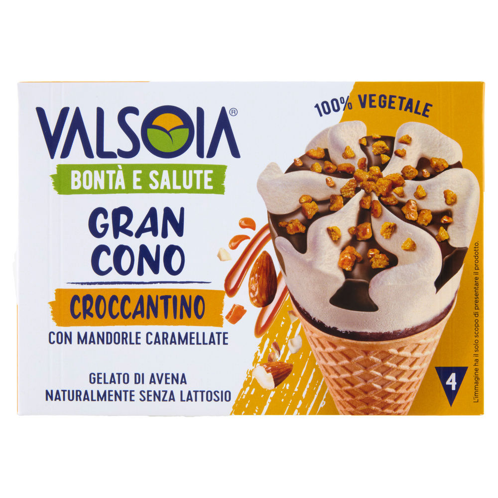 GELATO 100% VEGETALE GRAN CONO CROCCANTINO X4 VALSOIA G 300 - 2