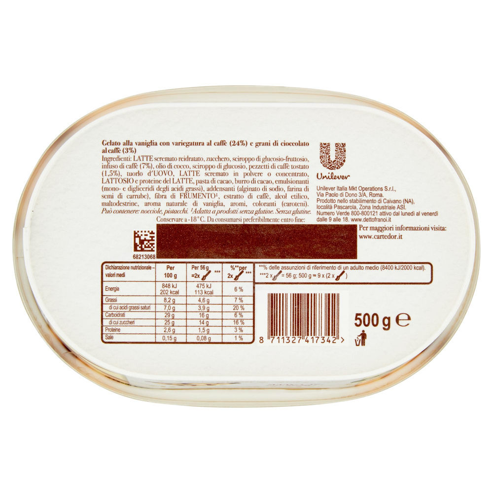 CARTE D'OR AFFOGATO AL CAFFE' ALGIDA VASCHETTA COMPOSTABILE G 500 - 3