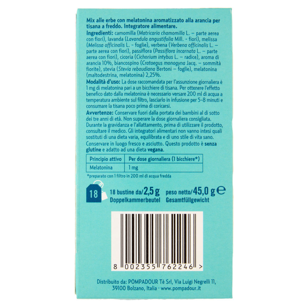 TISANA FREDDA FAI BEI SOGNI CON MELATONINA POMPADOUR 18 FILTRI G 45 - 3