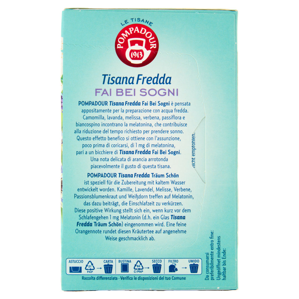 TISANA FREDDA FAI BEI SOGNI CON MELATONINA POMPADOUR 18 FILTRI G 45 - 4