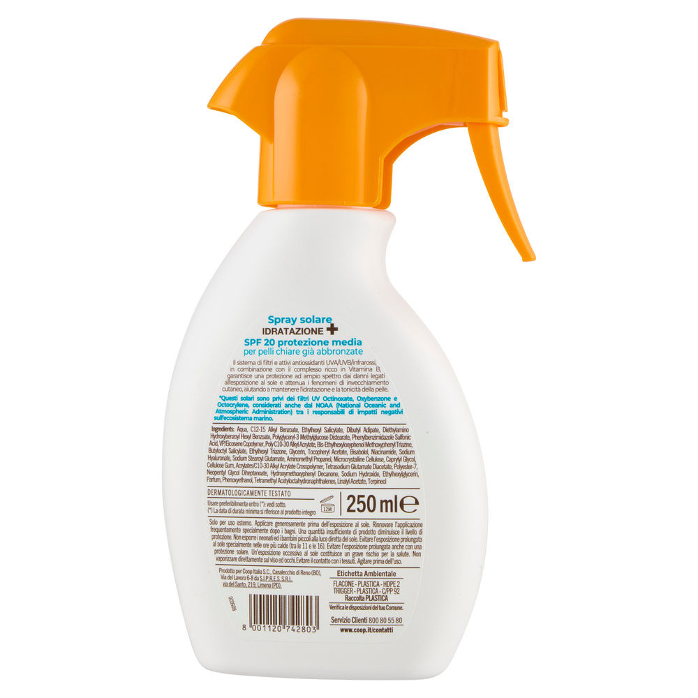 SPRAY SOLARE IDRATAZIONE+ FP20 TRIGGER COOP IO ML 250 - 5