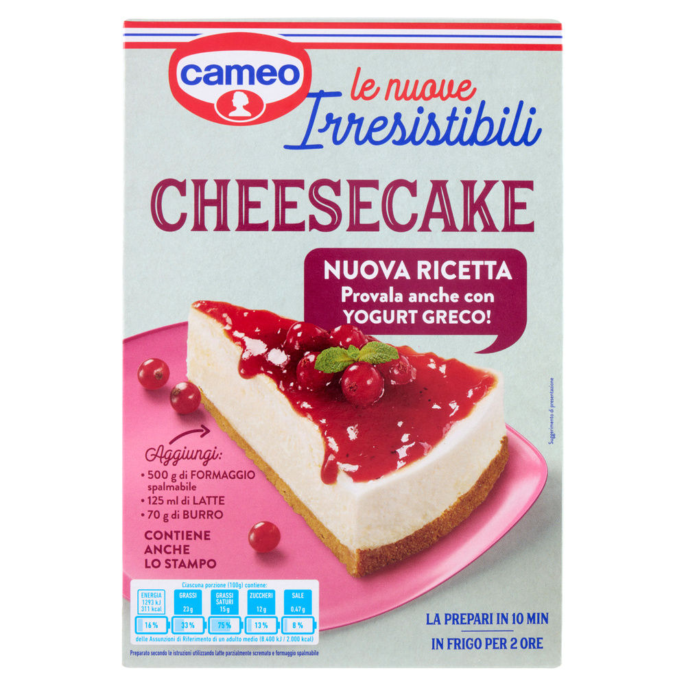 PREPARATO PER TORTA CHEESECAKE LE IRRESISTIBILI CAMEO CARTONE G 217 - 2