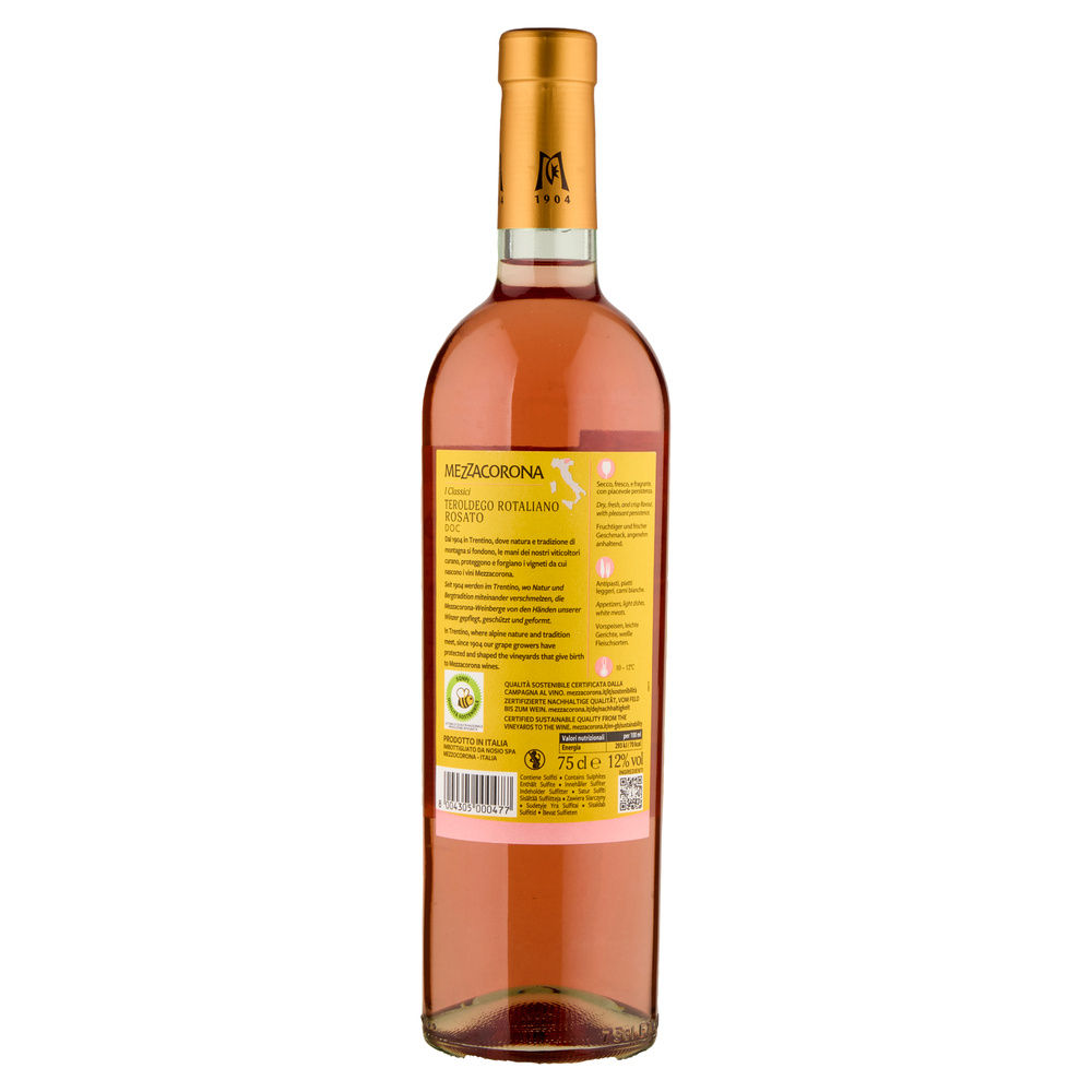 TEROLDEGO ROTALIANO DOC ROSATO MEZZACORONA ML 750 - 3