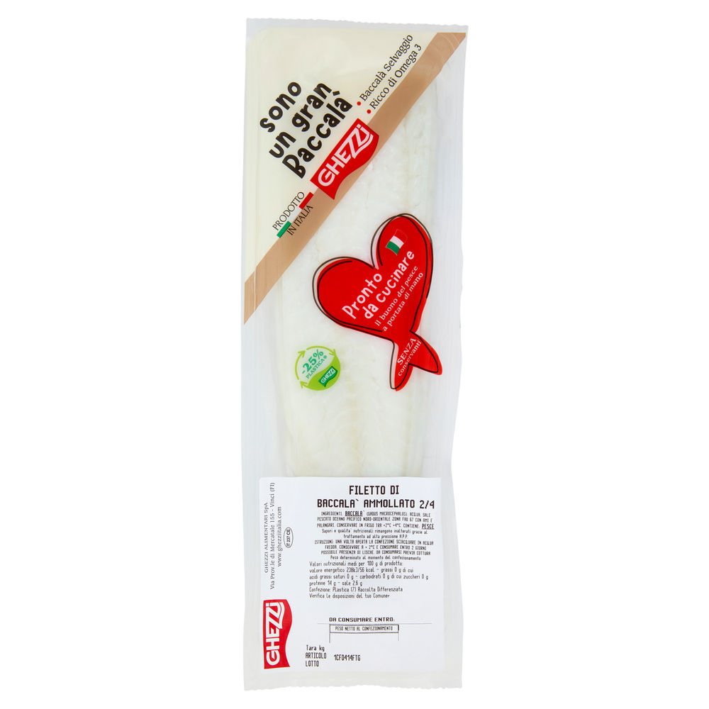 FILETTO DI BACCALA' AMMOLLATO GHEZZI CF 400 G CA HPP SOTTOVUOTO (MACRO) - 0