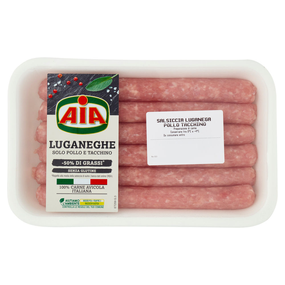 SALSICCIA LUGANEGA DI POLLO E TACCHINO ATP 400 G AIA - 2