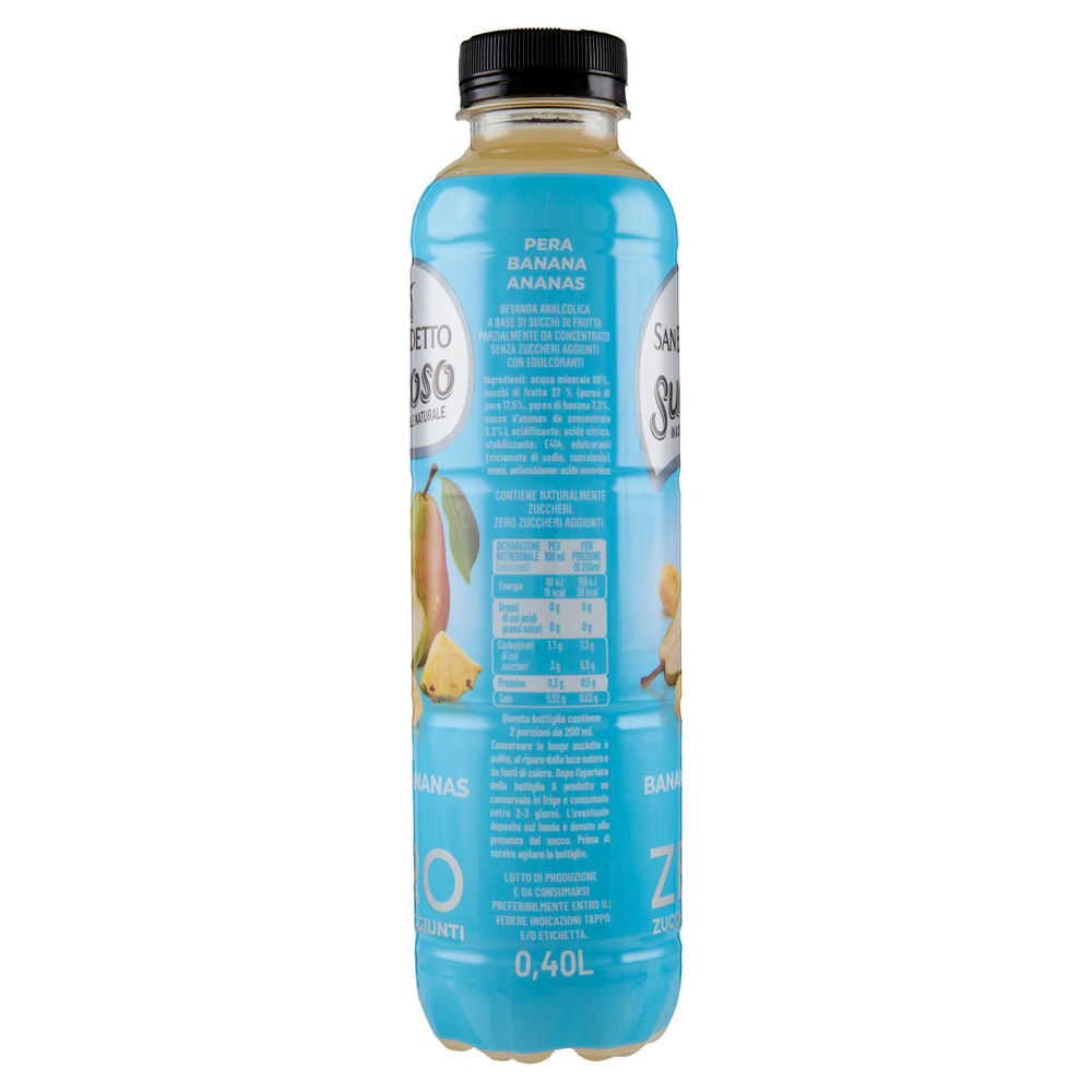 SUCCOSO ZERO PERA BANANA ANANAS PET SAN BENEDETTO ML 400 - 3