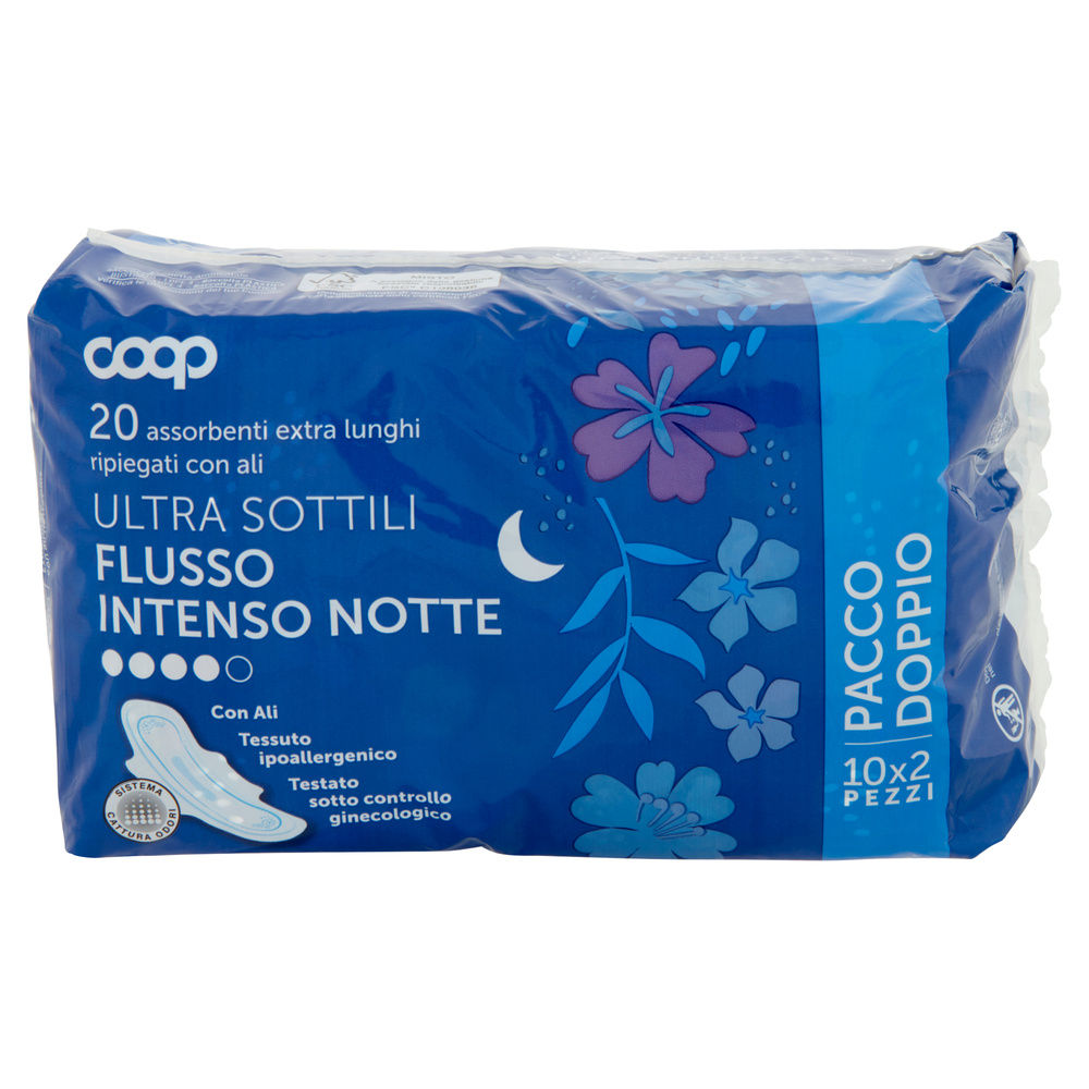 ASSORBENTI ULTRA SOTTILI FLUS.INTEN.NOTTE EXTRA LUNGHI RIPIEG.C/ALI COOP 2XPZ.10 - 6