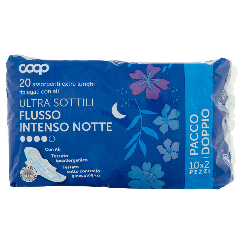 ASSORBENTI ULTRA SOTTILI FLUS.INTEN.NOTTE EXTRA LUNGHI RIPIEG.C/ALI COOP 2XPZ.10 - 8