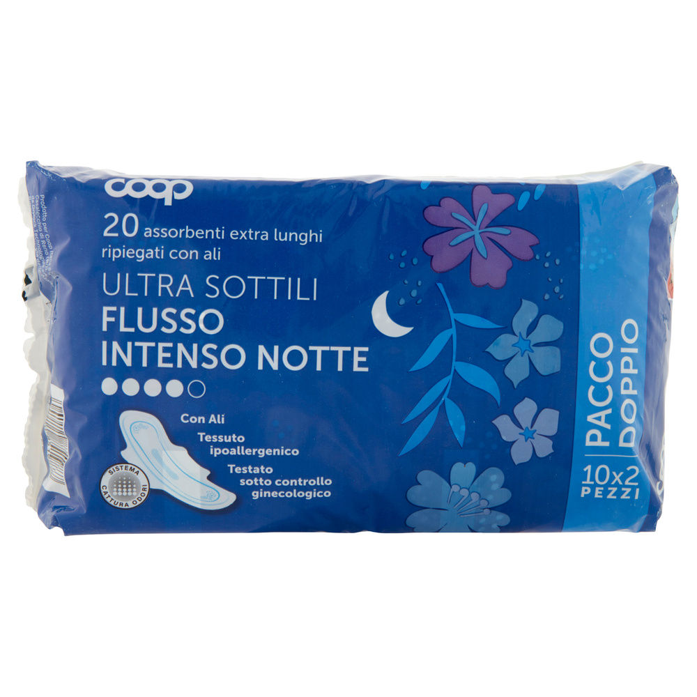 ASSORBENTI ULTRA SOTTILI FLUS.INTEN.NOTTE EXTRA LUNGHI RIPIEG.C/ALI COOP 2XPZ.10 - 5