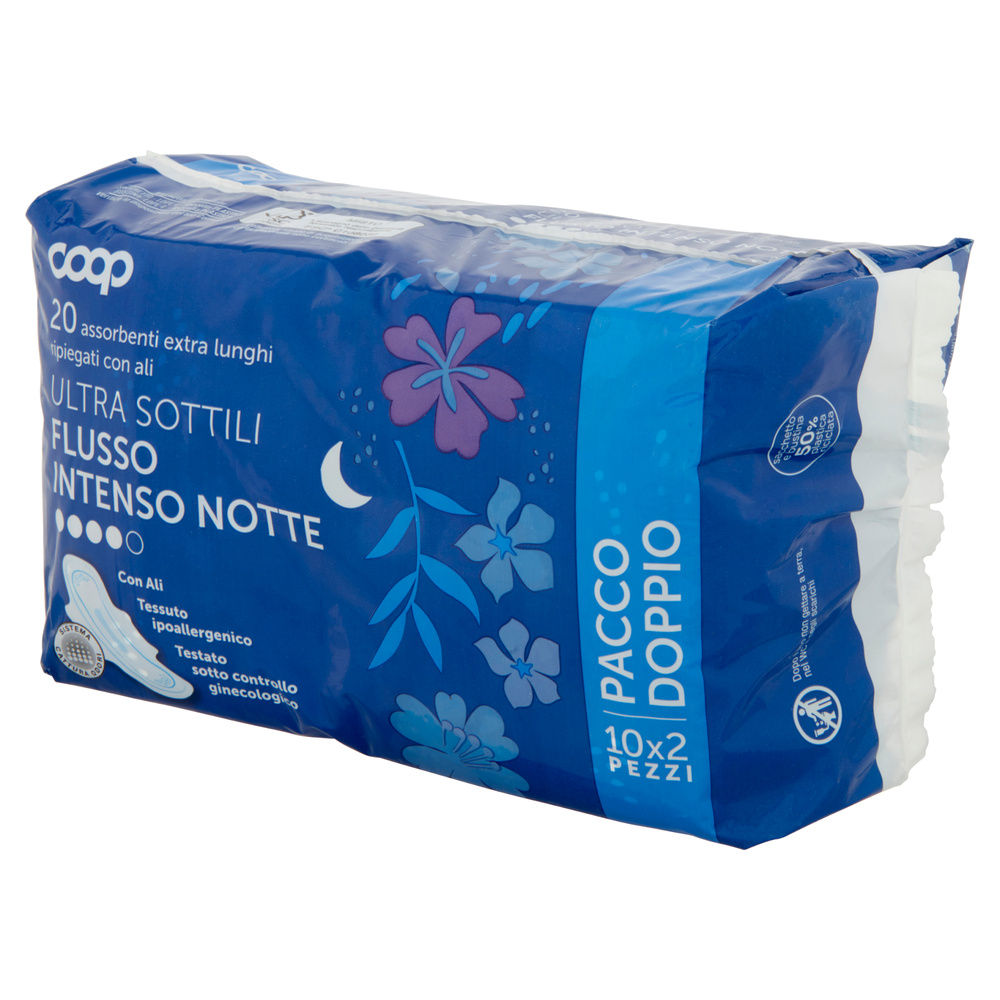 ASSORBENTI ULTRA SOTTILI FLUS.INTEN.NOTTE EXTRA LUNGHI RIPIEG.C/ALI COOP 2XPZ.10 - 2