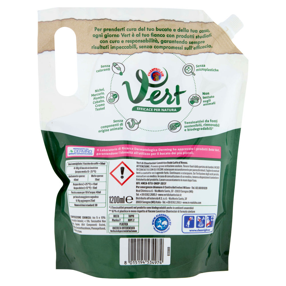 DETERSIVO LAVATRICE LIQUIDO CHANTECLAIR VERT BEBE' 30LAV ML1200 - 4