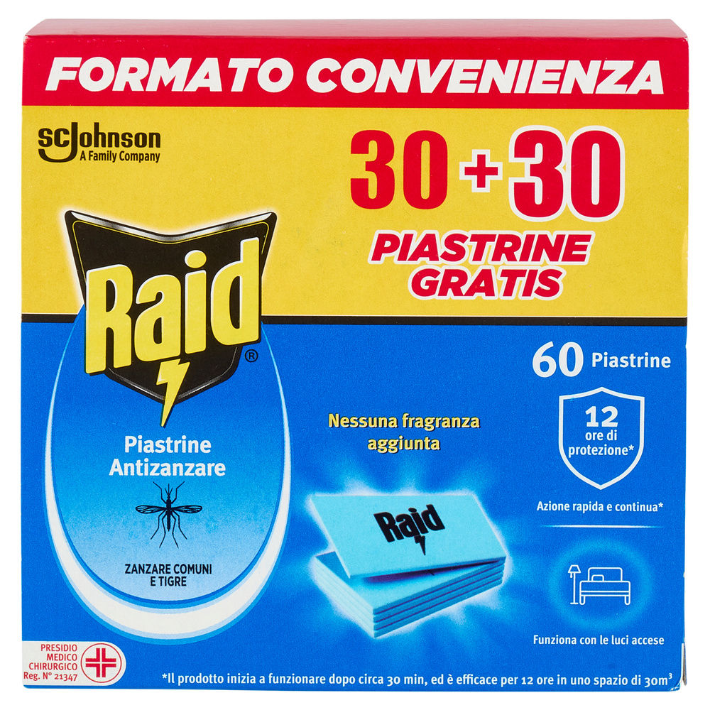 INSETTICIDA ELETTRICO RAID RICARICA PIASTRINE PZ.30+30O/S - 1