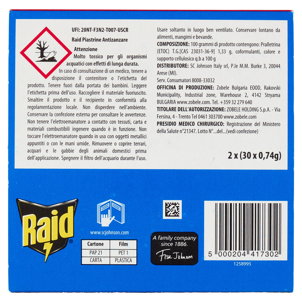 INSETTICIDA ELETTRICO RAID RICARICA PIASTRINE PZ.30+30O/S - 4