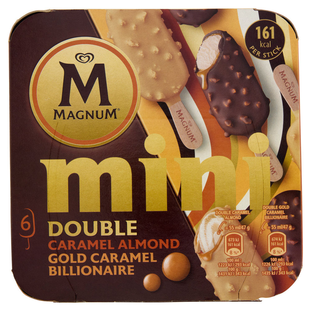 MAGNUM MINI DOUBLE CARAMEL ALMOND & GOLD CARAMEL BILLIONAIRE X6 G 282 - 0
