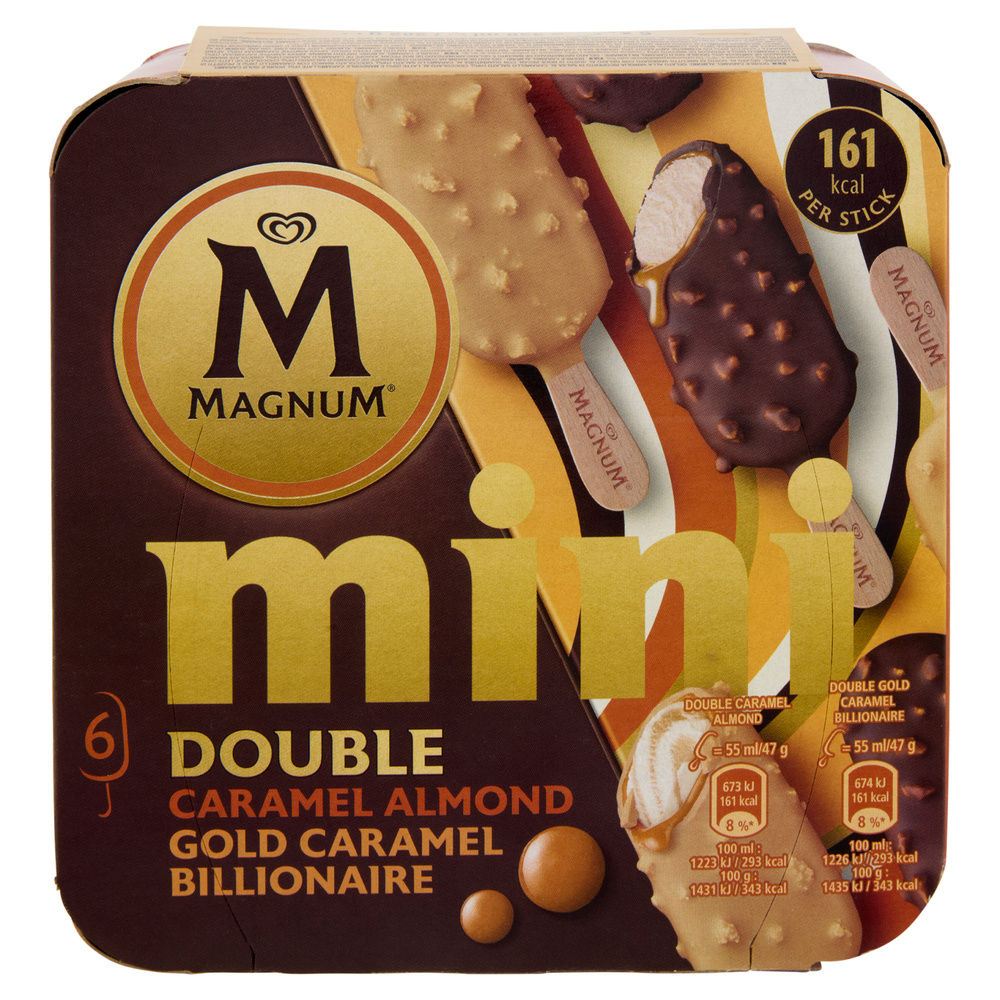 MAGNUM MINI DOUBLE CARAMEL ALMOND & GOLD CARAMEL BILLIONAIRE X6 G 282 - 1