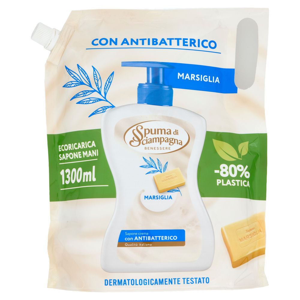 SAPONE CREMA SPUMA DI SCIAMPAGNA ECORICARICA MARSIGLIA L 1,30 - 6