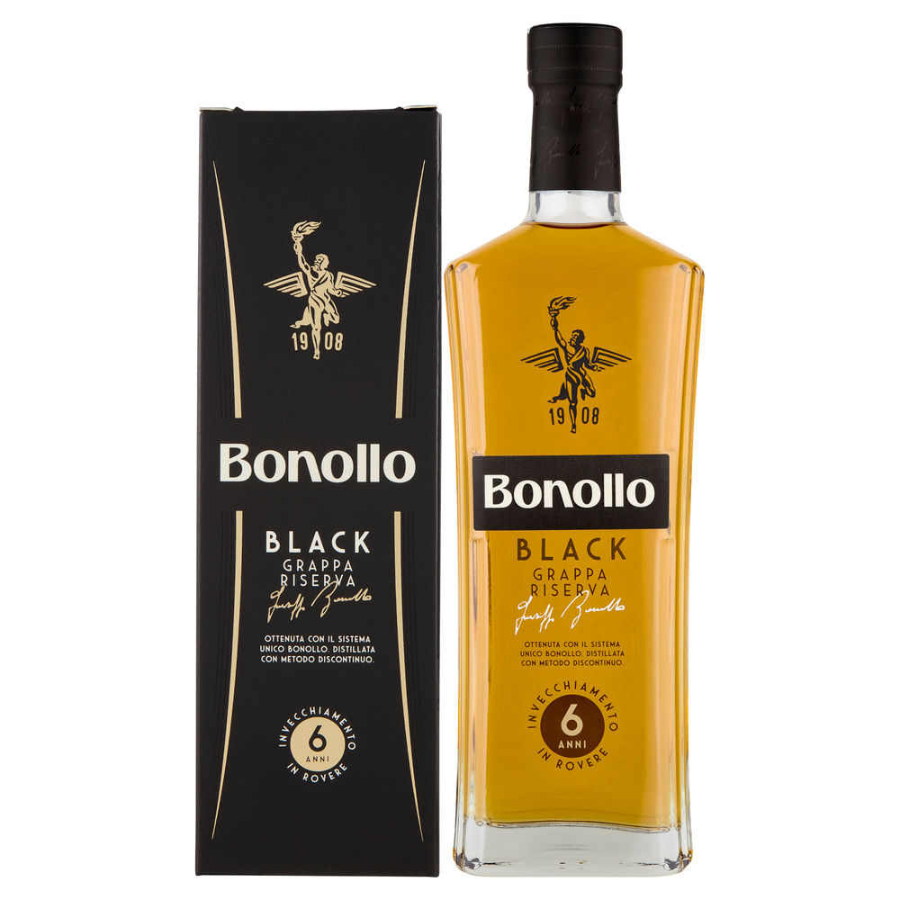 GRAPPA RISERVA BLACK 6 YEARS 40% ALCOL. BONOLLO CL50 - 0