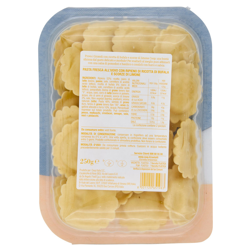 GIRASOLI RICOTTA DI BUFALA E LIMONE COOP G 250 - 1
