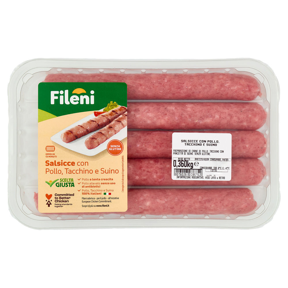 SALSICCIA DI POLLO E TACCHINO CON SUINO ATP 360 G FILENI - 3