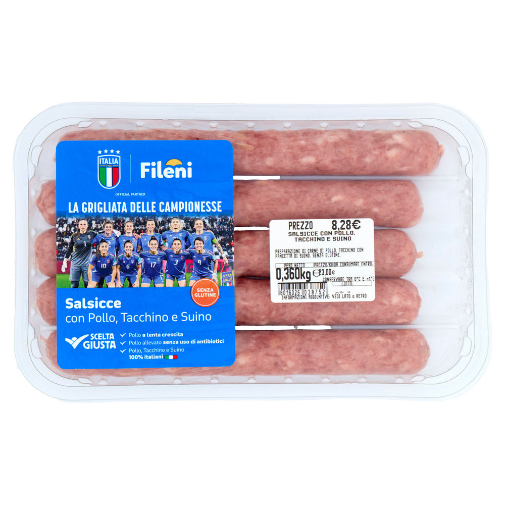 SALSICCIA DI POLLO E TACCHINO CON SUINO ATP 360 G FILENI - 14