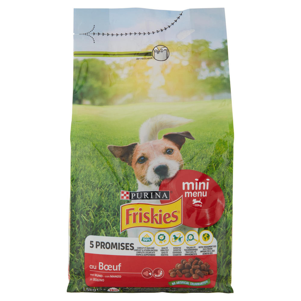 SECCO CANE CROCCHETTE FRISKIES MINI MENU MANZO E CEREALI SACCHETTO KG 1,5 - 0