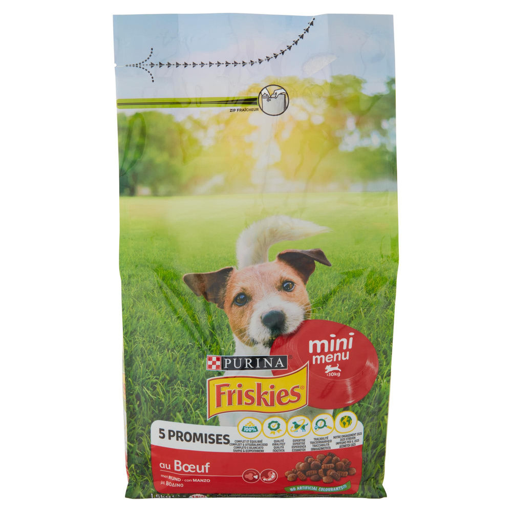 SECCO CANE CROCCHETTE FRISKIES MINI MENU MANZO E CEREALI SACCHETTO KG 1,5 - 7