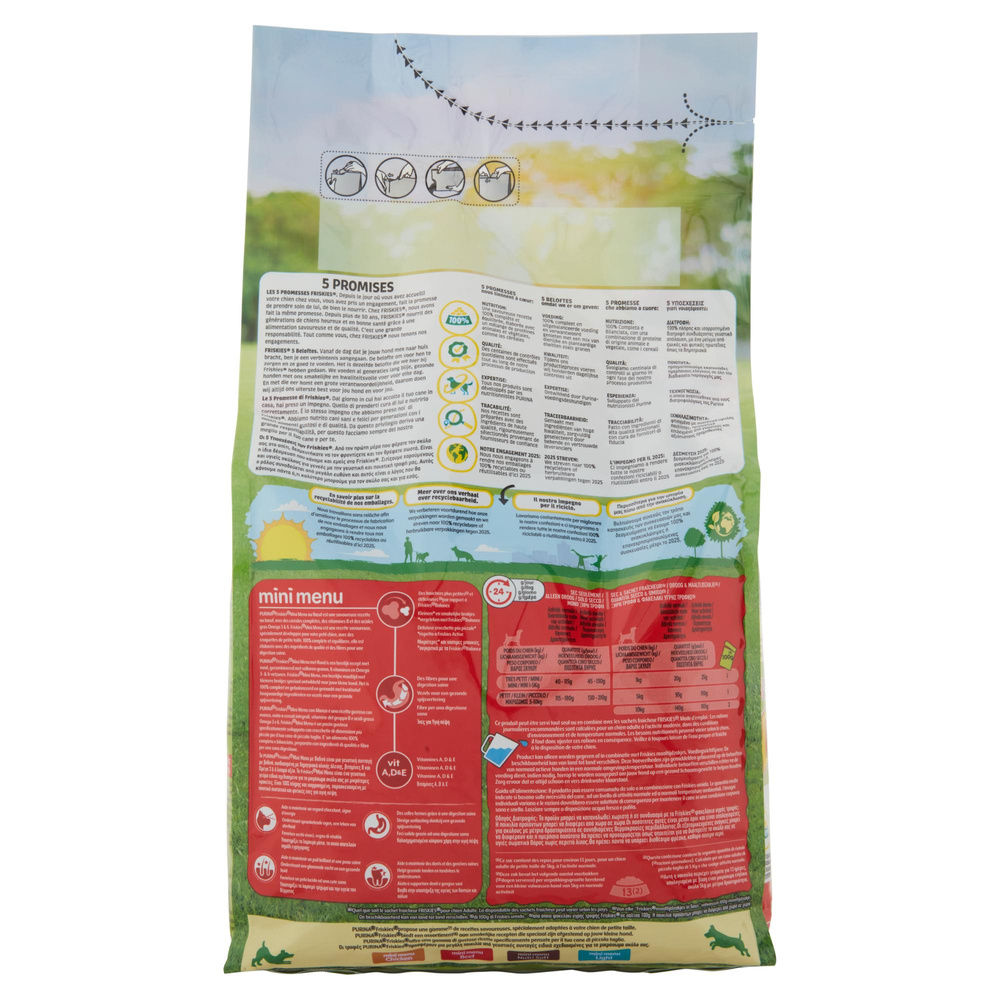 SECCO CANE CROCCHETTE FRISKIES MINI MENU MANZO E CEREALI SACCHETTO KG 1,5 - 4