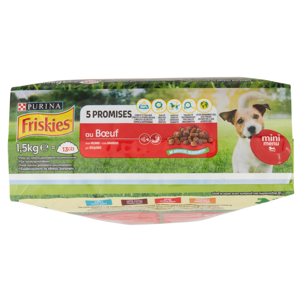 SECCO CANE CROCCHETTE FRISKIES MINI MENU MANZO E CEREALI SACCHETTO KG 1,5 - 1