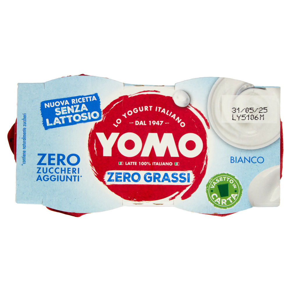 YOGURT YOMO ZERO GRASSI SENZA LATTOSIO YOMO BIANCO NATURALE 2X125G - 2