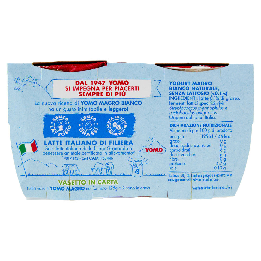 YOGURT YOMO ZERO GRASSI SENZA LATTOSIO YOMO BIANCO NATURALE 2X125G - 3