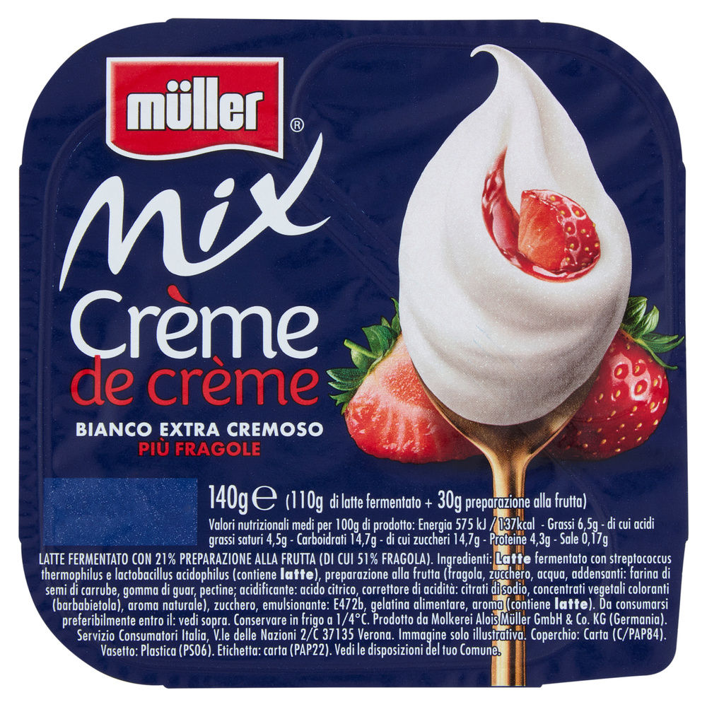 MIX CREME DE CREME BIANCO PIÙ FRAGOLE MULLER G140 - 0