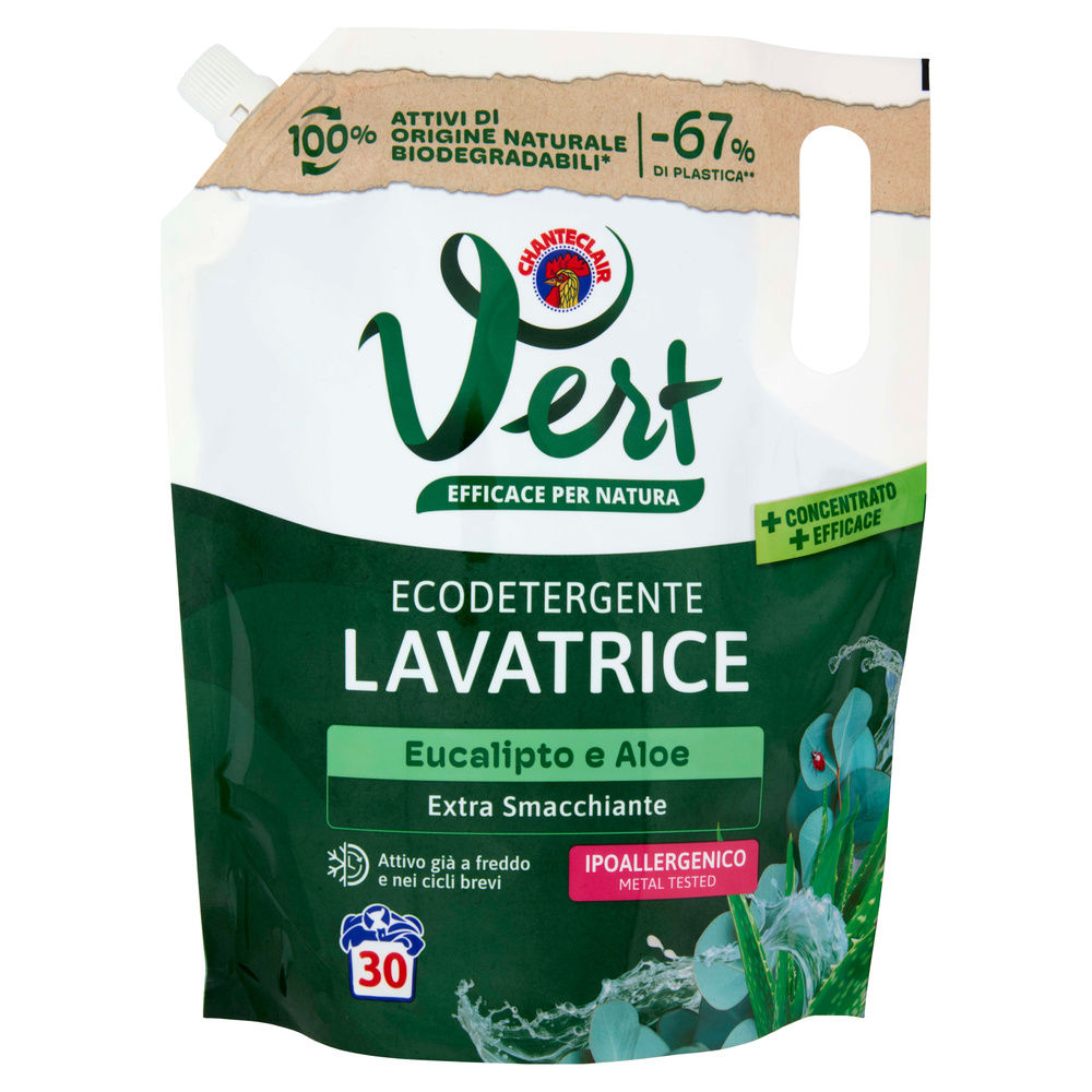 DETERSIVO LAVATRICE LIQUIDO CHANTECLAIR VERT EUCALIPTO ALOE 30LAV ML1200 - 2