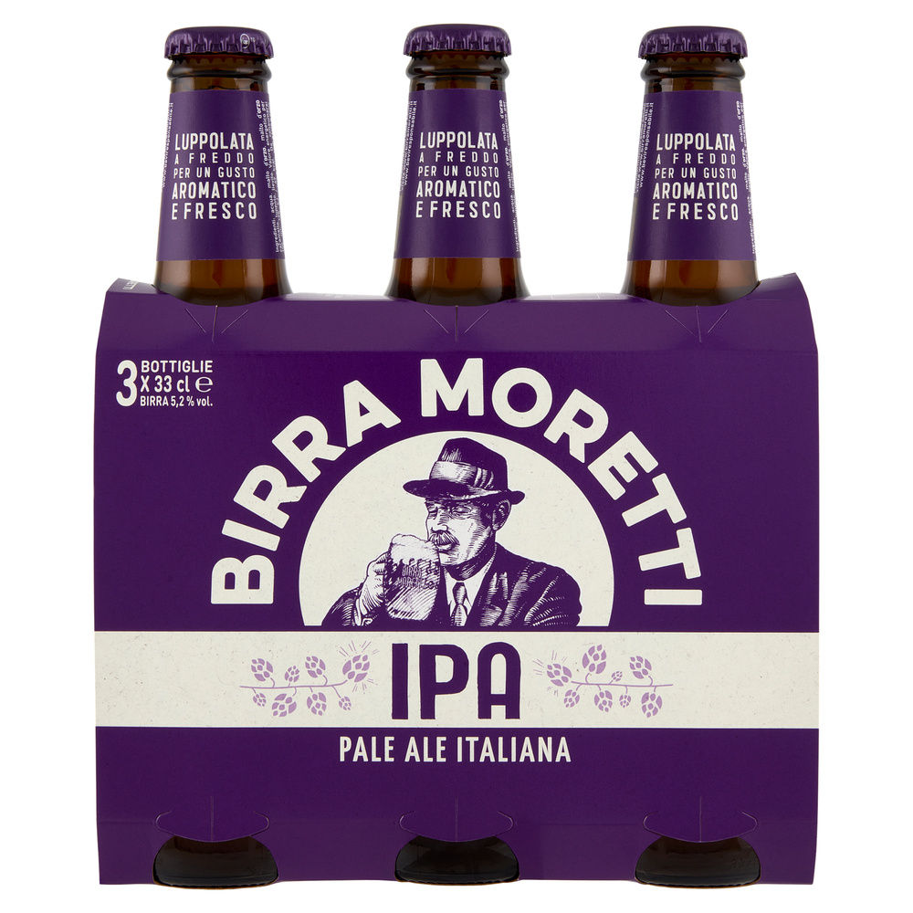 BIRRA MORETTI LA IPA 5,2 GRADI CLUSTER ML 330 X 3 - 0